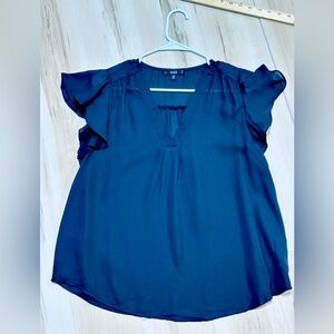 Black sheer size MED Ruffle Sleeve Top A135